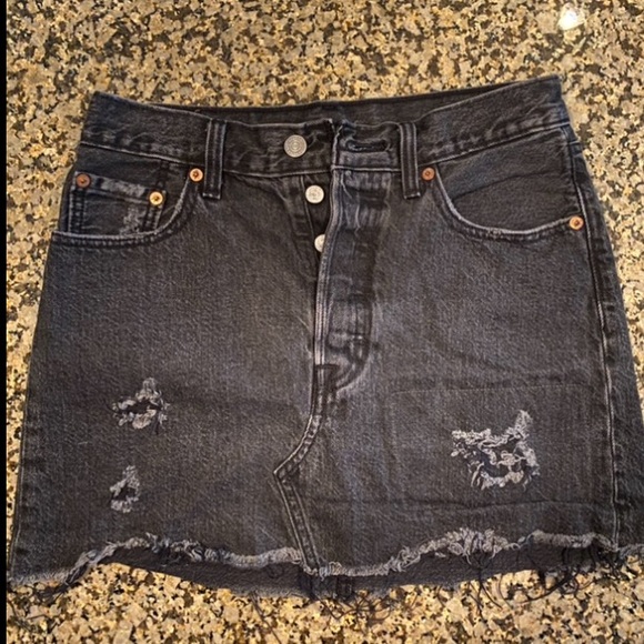 Levi's Dresses & Skirts - Levi’s Black Distressed Denim Mini Skirt
